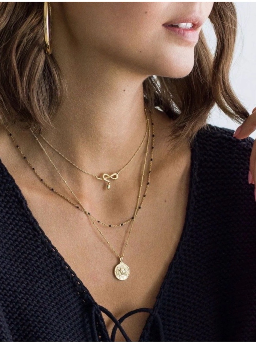 Awe Inspired Emerald Eye Gold Snake Necklace